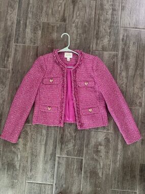 Lilly Pulitzer Pink Tweed Jacket with Heart Buttons